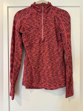 Athleta Multicolor Space-Dyed Half Zip Active Top Layer - Pink/Orange/Gray (XXS)